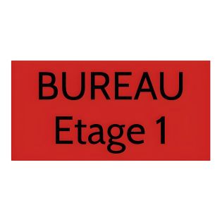 Plaque de porte personnalisée gravée - Plastique rouge PMMA - Lettres noires, adhésif 3M résistant UV - Rectangle 100x200 mm