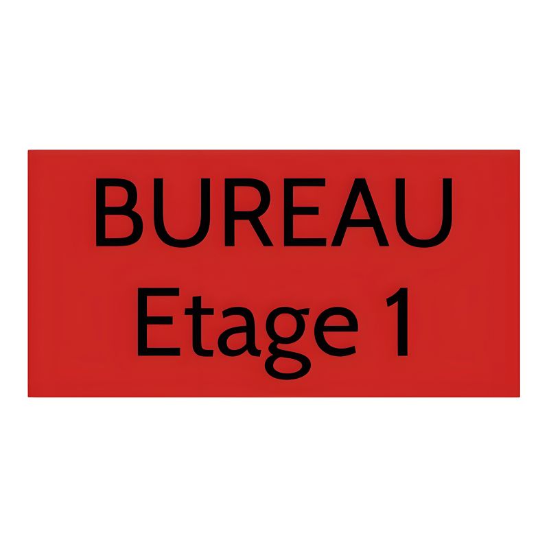 Plaque de porte personnalisée gravée - Plastique rouge - Lettres noires, adhésif 3M résistant UV - Rectangle 100x200 mm Plaque de porte personnalisée gravée - Plastique rouge - Lettres noires, adhésif 3M résistant UV - Rectangle 100x200 mm