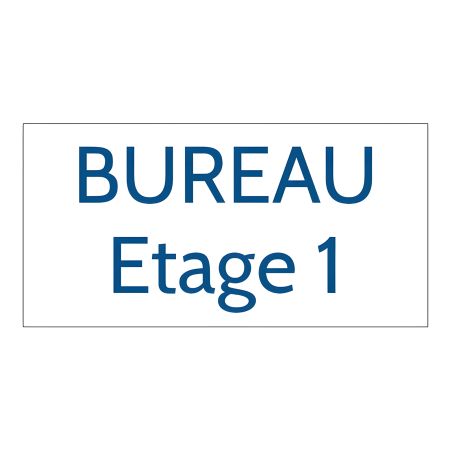 Plaque de porte personnalisée gravée - Signalétique plastique blanc PMMA - Lettres bleues, rectangle 100x200 mm, 1 à 2 lignes, u