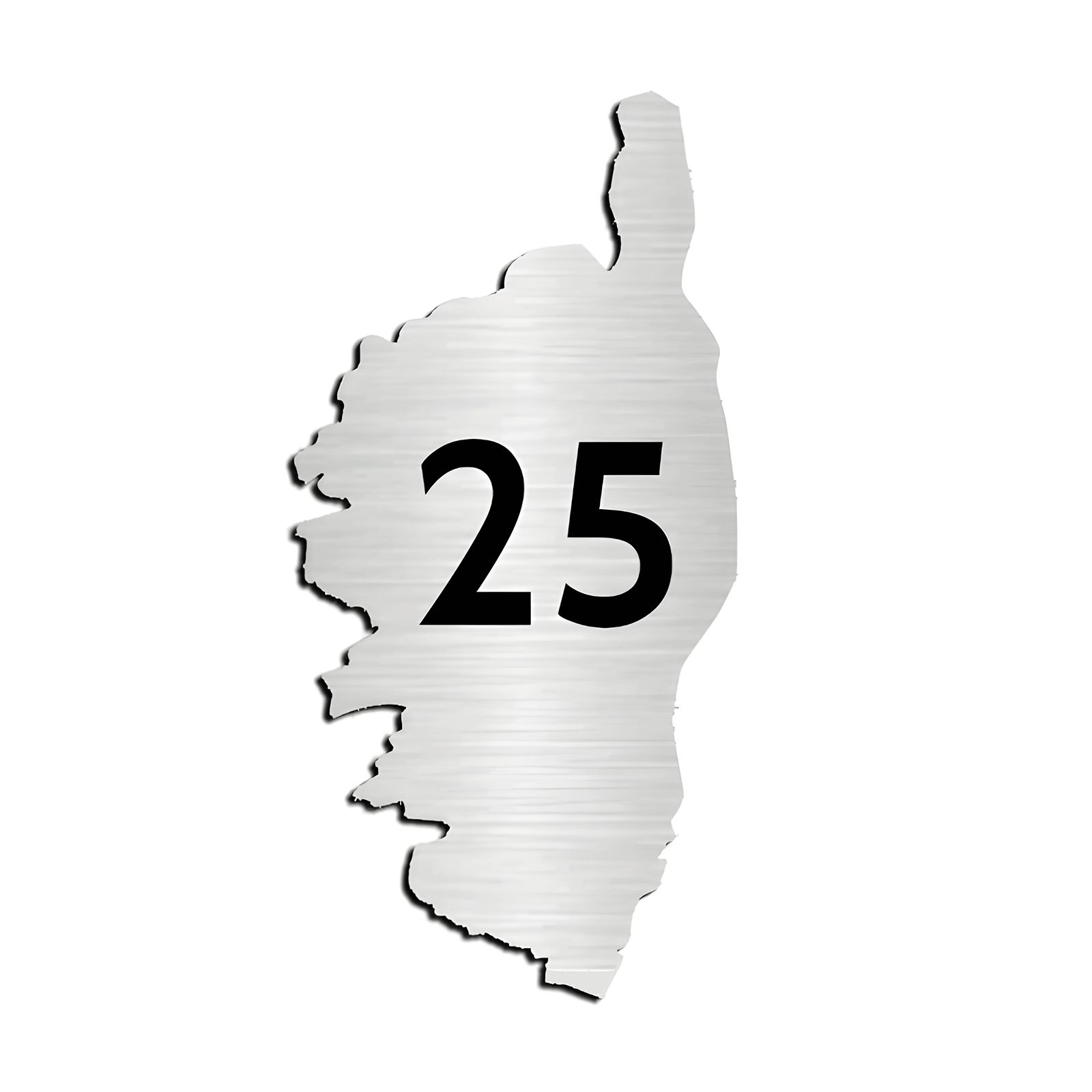 Numéro fantaisie personnalisable pour boite aux lettres couleur argent chiffres noirs - Modèle région Corse