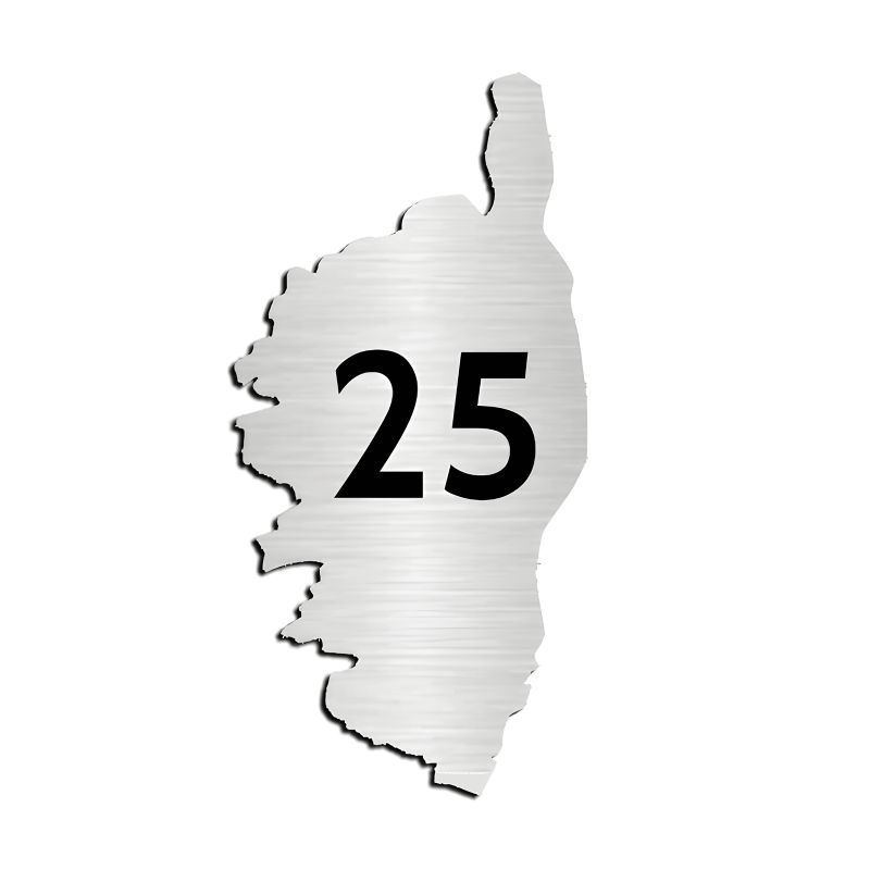 Numéro fantaisie personnalisable pour boite aux lettres couleur argent chiffres noirs - Modèle région Corse Numéro fantaisie personnalisable pour boite aux lettres couleur argent chiffres noirs - Modèle région Corse