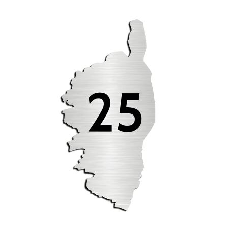 Numéro fantaisie personnalisable pour boite aux lettres couleur argent chiffres noirs - Modèle région Corse