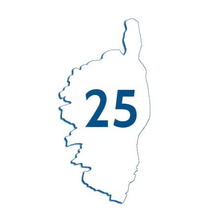 Numéro fantaisie personnalisable pour boite aux lettres couleur blanc chiffres bleus - Modèle région Corse