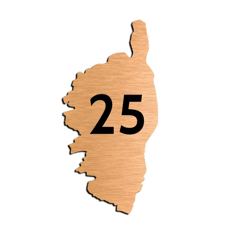Numéro fantaisie personnalisable pour boite aux lettres couleur cuivre chiffres noirs - Modèle région Corse Numéro fantaisie personnalisable pour boite aux lettres couleur cuivre chiffres noirs - Modèle région Corse