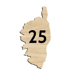 Numéro fantaisie personnalisable pour boite aux lettres couleur effet bois clair chiffres noirs - Modèle région Corse
