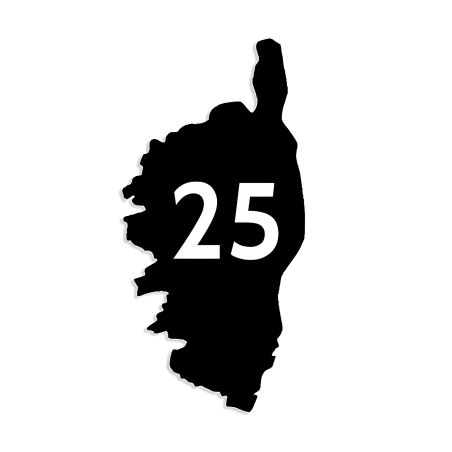 Numéro fantaisie personnalisable pour boite aux lettres couleur noir chiffres blancs - Modèle région Corse