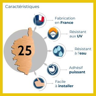 Numéro fantaisie personnalisable pour boite aux lettres couleur argent chiffres noirs - Modèle région Corse