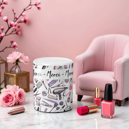 Tirelire pourboire - Salon d'esthétique, salon de beauté.