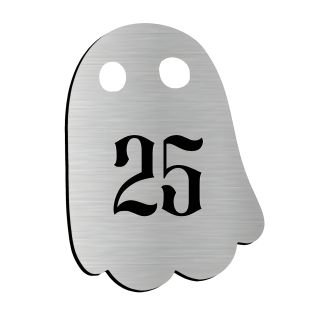Numéro fantaisie personnalisable pour boite aux lettres couleur argent chiffres noirs - Modèle Fantôme