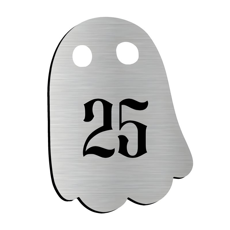 Numéro fantaisie personnalisable pour boite aux lettres couleur argent chiffres noirs - Modèle Fantôme Numéro fantaisie personnalisable pour boite aux lettres couleur argent chiffres noirs - Modèle Fantôme