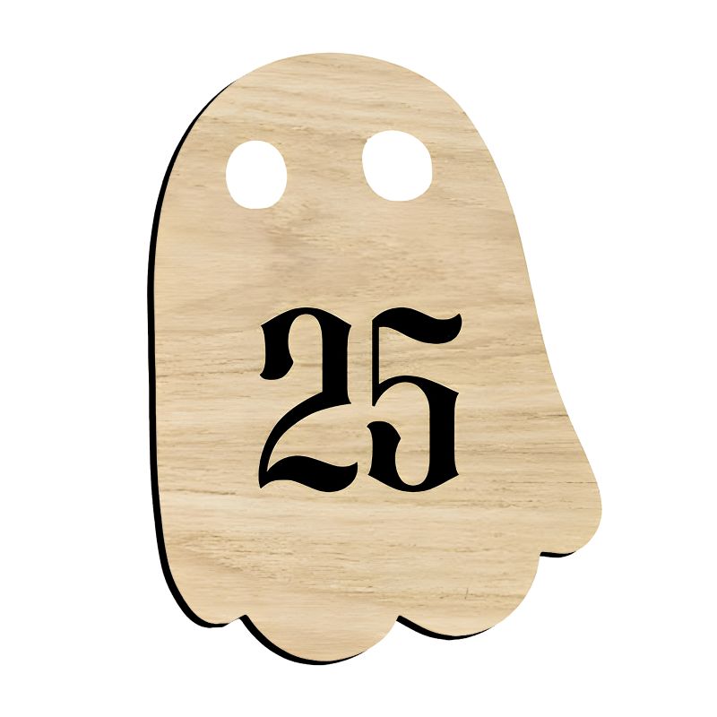 Numéro fantaisie personnalisable pour boite aux lettres couleur effet bois clair chiffres noirs - Modèle Fantôme Numéro fantaisie personnalisable pour boite aux lettres couleur effet bois clair chiffres noirs - Modèle Fantôme