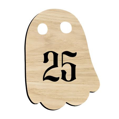 Numéro fantaisie personnalisable pour boite aux lettres couleur effet bois clair chiffres noirs - Modèle Fantôme