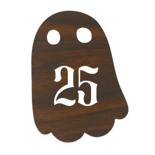 Numéro fantaisie personnalisable pour boite aux lettres couleur effet bois foncé chiffres blancs - Modèle Fantôme