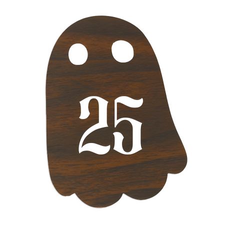 Numéro fantaisie personnalisable pour boite aux lettres couleur effet bois foncé chiffres blancs - Modèle Fantôme