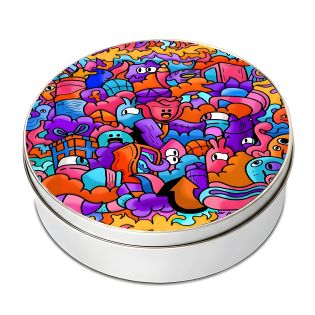 Round metal box customizable with Text and Photo - Storage box for Tea, Coffee, Cakes