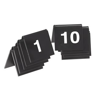 10 chevalets de table PVC noir numérotés