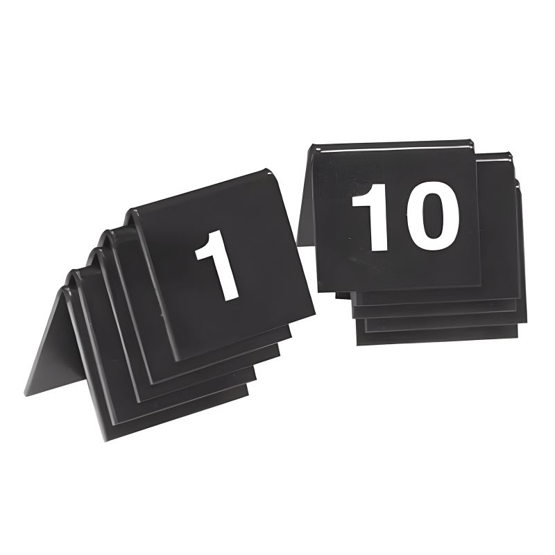 10 chevalets de table PVC noir numérotés 10 chevalets de table PVC noir numérotés