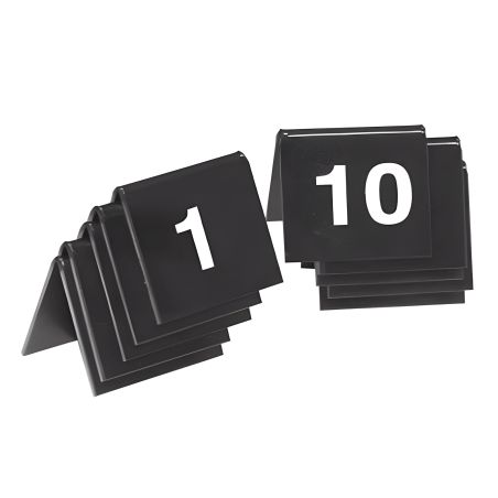 10 chevalets de table PVC noir numérotés