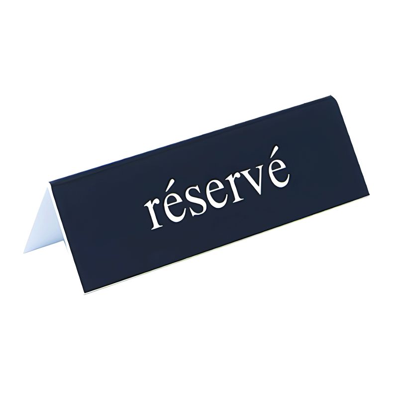 Chevalet de table "RÉSERVÉ" double face pour hôtel restaurant - Signalétique économique CHR Chevalet de table "RÉSERVÉ" double face pour hôtel restaurant - Signalétique économique CHR