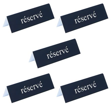Lot de 5 chevalets de table "RÉSERVÉ" double face pour hôtel restaurant - Signalétique économique CHR