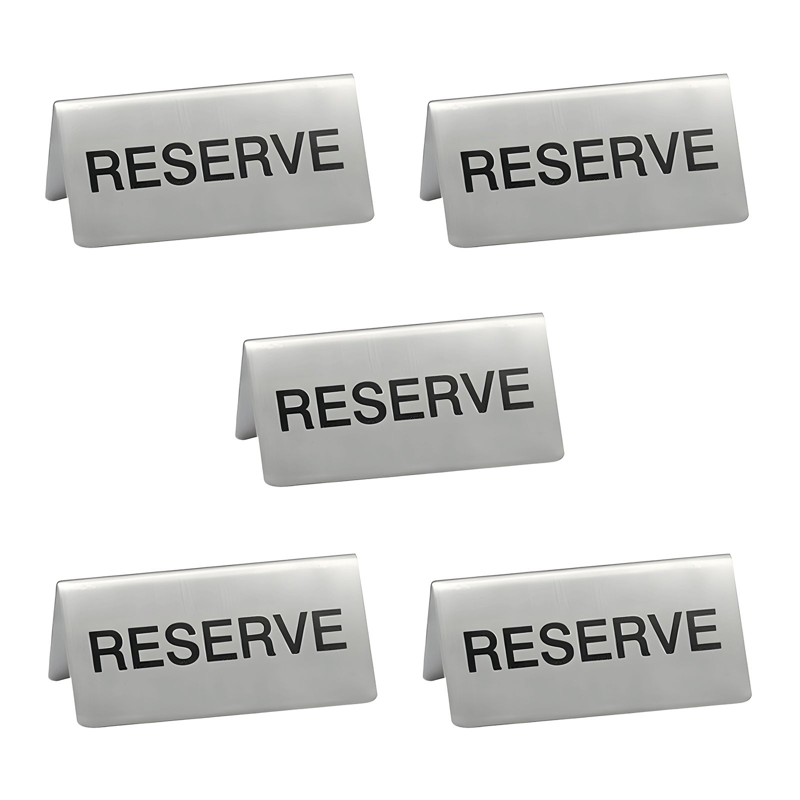 Lot de 5 chevalets "Réservé" Inox pour table d'hôtel - restaurant