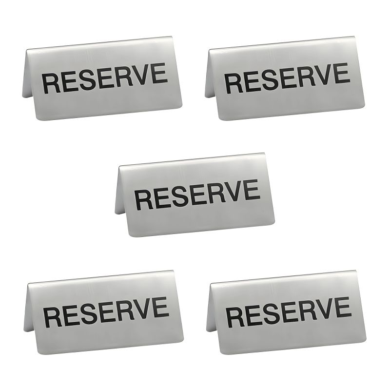 Lot de 5 chevalets "Réservé" Inox pour table d'hôtel - restaurant Lot de 5 chevalets "Réservé" Inox pour table d'hôtel - restaurant