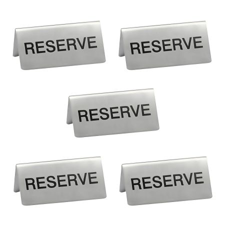 Lot de 5 chevalets "Réservé" Inox pour table d'hôtel - restaurant
