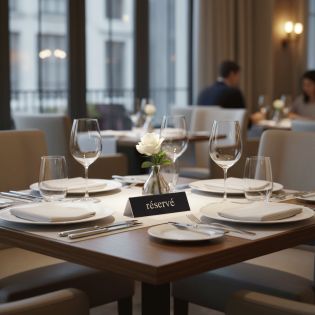 Lot de 5 chevalets de table "RÉSERVÉ" double face pour hôtel restaurant - Signalétique économique CHR