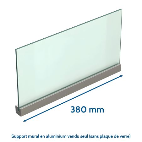 Fixation murale percée pour panneau signalétique max 8mm - Longueur 380mm