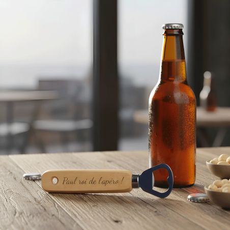Customizable wooden bottle opener