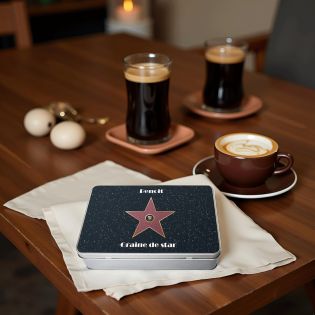 Boite Walk of Fame personnalisée Prénom · Idéal pour rangement de thé, café et gâteaux