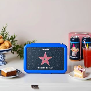Personalizable boys' snack box with first name · Walk of fame star model · Blue