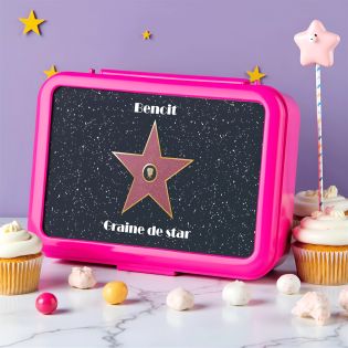 Personalizable girl's snack box with first name · Walk of fame star model · Pink