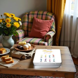 Boite de rangement en aluminium pour Mamie avec empreintes mains personnalisée