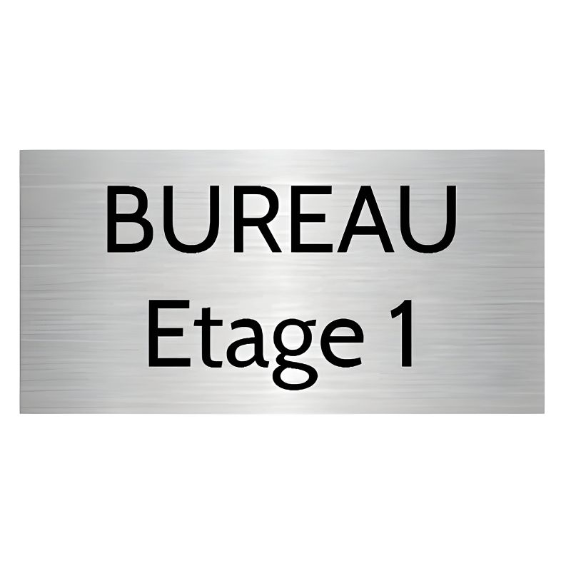 Plaque de porte personnalisée gravée - Plastique argent brossé- Lettres noires, adhésif 3M résistant - 75x150 mm, fixation Plaque de porte personnalisée gravée - Plastique argent brossé- Lettres noires, adhésif 3M résistant - 75x150 mm, fixation