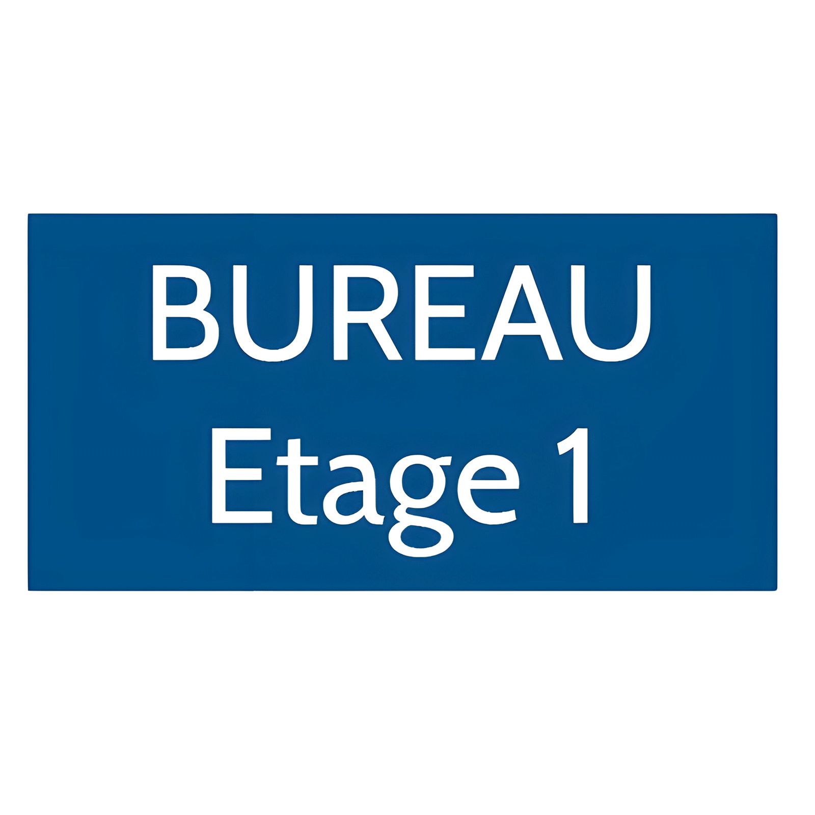 Plaque de porte personnalisée gravée - Signalétique plastique bleu lettres blanches - Rectangle 75x150 mm, épaisseur 1,6 mm, adh