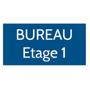 Plaque de porte personnalisée gravée - Signalétique plastique bleu lettres blanches - Rectangle 75x150 mm, épaisseur 1,6 mm, adh