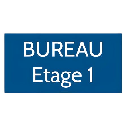 Plaque de porte personnalisée gravée - Signalétique plastique bleu lettres blanches - Rectangle 75x150 mm, épaisseur 1,6 mm, adh