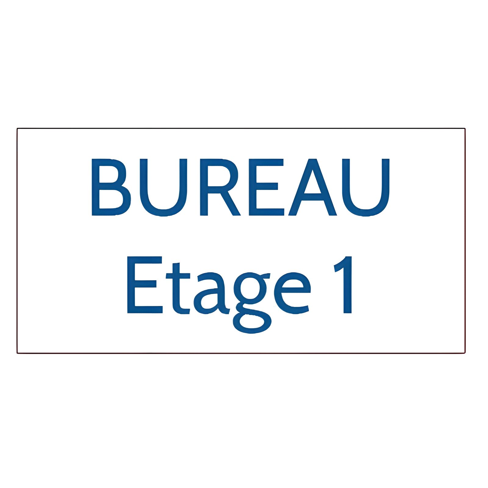 Plaque de porte personnalisée gravée - plaque plastique blanc lettres bleues - rectangle 75x150 mm adhésif 3M - usage intérieur 