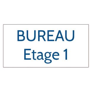 Plaque de porte personnalisée gravée - plaque plastique blanc lettres bleues - rectangle 75x150 mm adhésif 3M - usage intérieur 