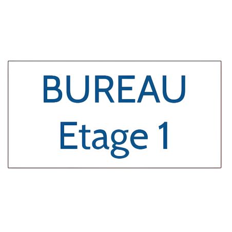 Plaque de porte personnalisée gravée - plaque plastique blanc lettres bleues - rectangle 75x150 mm adhésif 3M - usage intérieur 