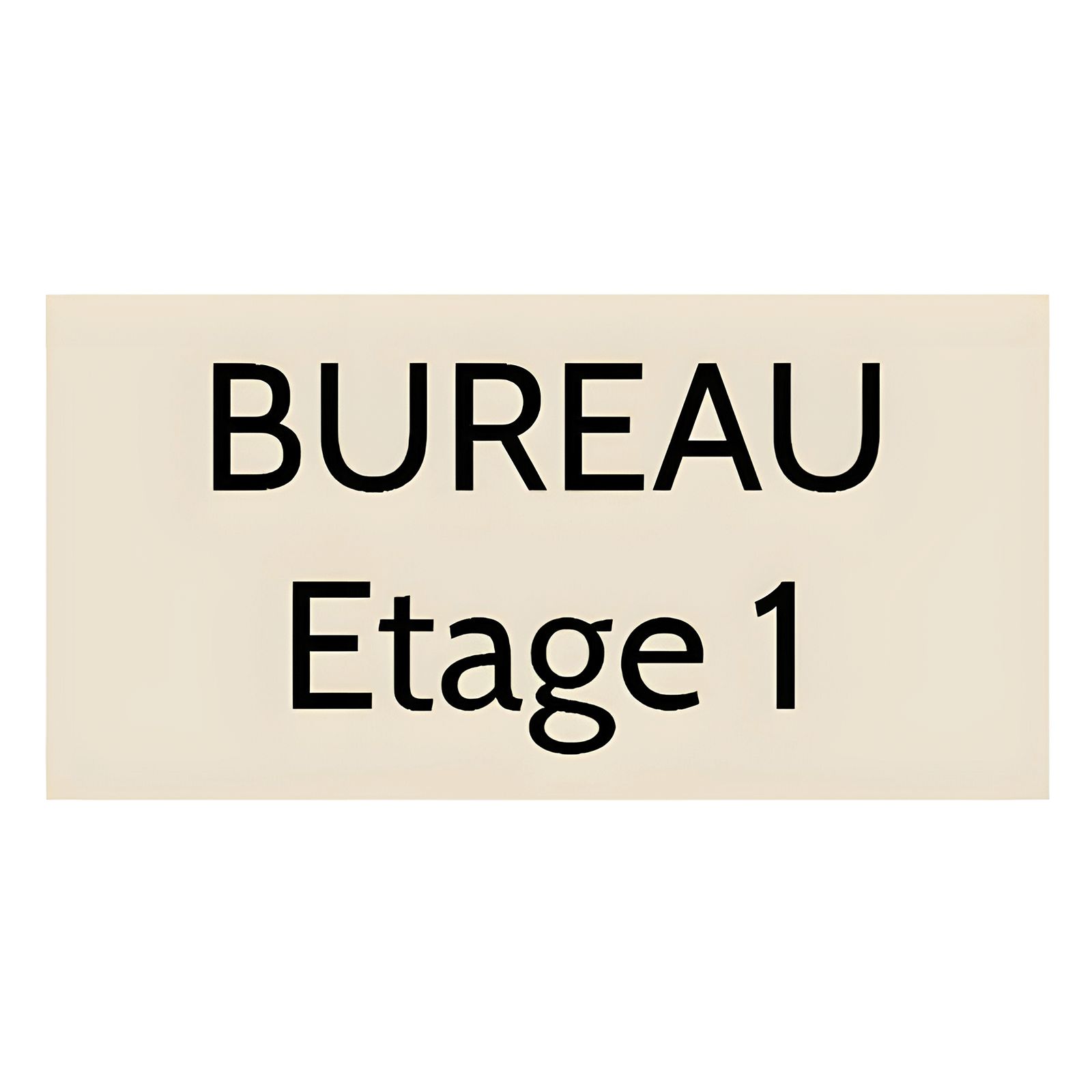 Plaque de porte personnalisée gravée - Signalétique plastique beige - Lettres noires contrastées - Rectangle 75x150 mm adhésif 3