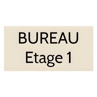 Plaque de porte personnalisée gravée - Signalétique plastique beige - Lettres noires contrastées - Rectangle 75x150 mm adhésif 3