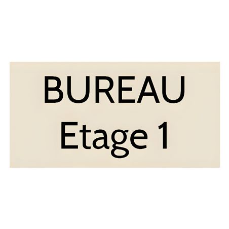 Plaque de porte personnalisée gravée - Signalétique plastique beige - Lettres noires contrastées - Rectangle 75x150 mm adhésif 3