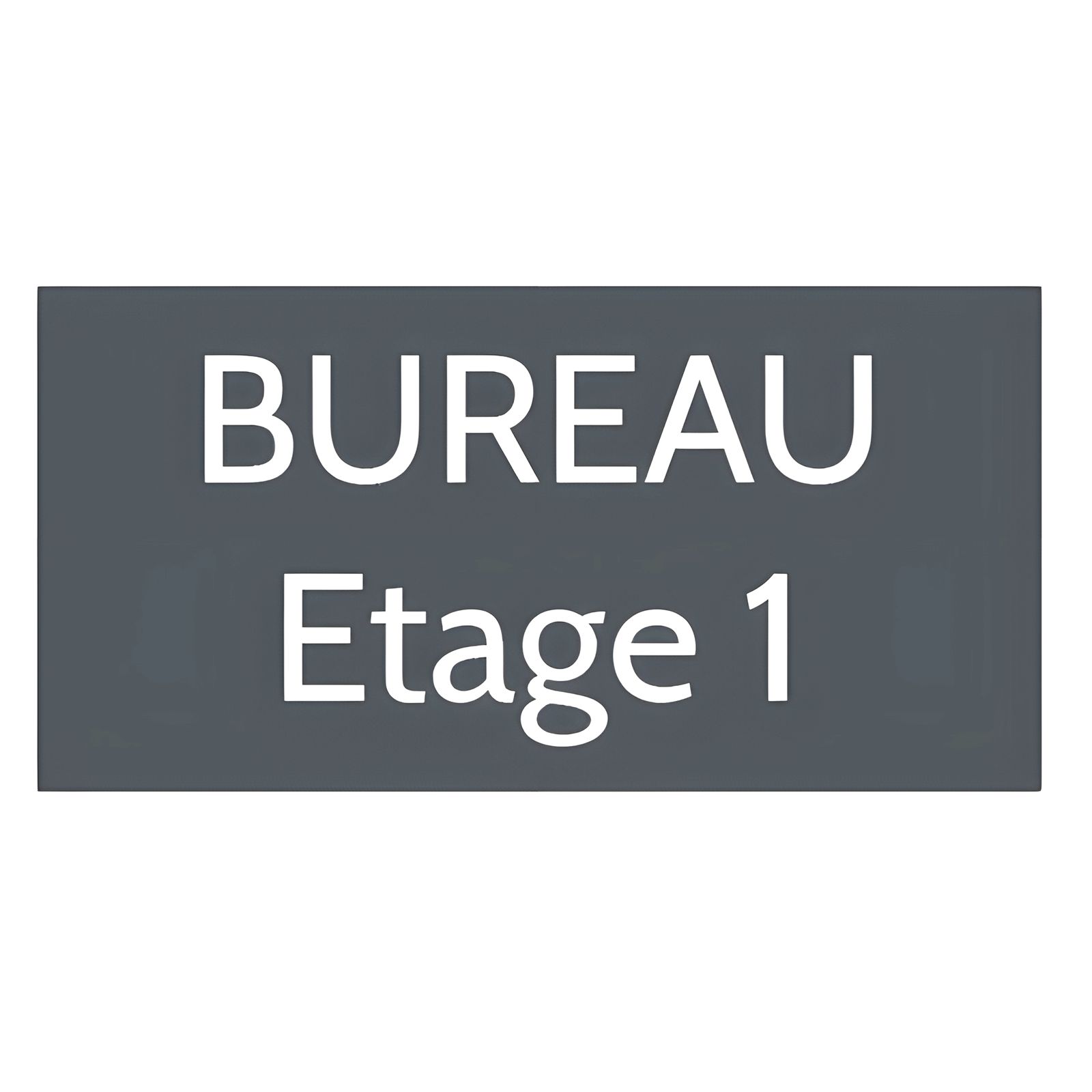 Plaque de porte personnalisée gravée - Signalétique plastique gris - Lettres blanches, rectangulaire - 75x150 mm, 1 à 2 lig