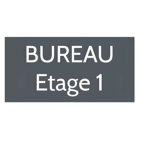 Plaque de porte personnalisée gravée - Signalétique plastique gris - Lettres blanches, rectangulaire - 75x150 mm, 1 à 2 lig