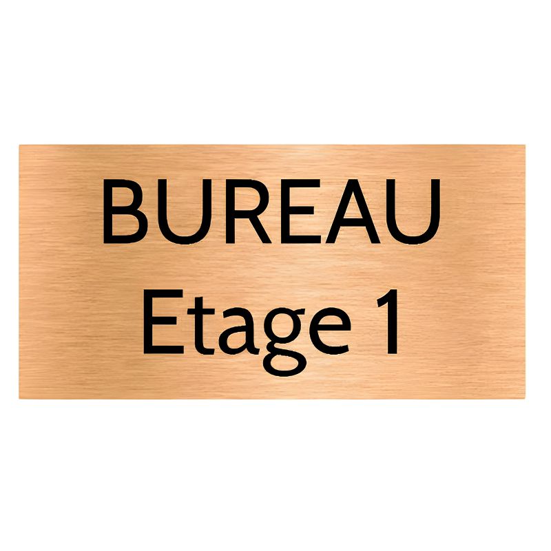 Plaque de porte personnalisée gravée - signalétique plastique cuivre brossé - lettres noires, adhésif 3M résistant - 75x150 mm, Plaque de porte personnalisée gravée - signalétique plastique cuivre brossé - lettres noires, adhésif 3M résistant - 75x150 mm,