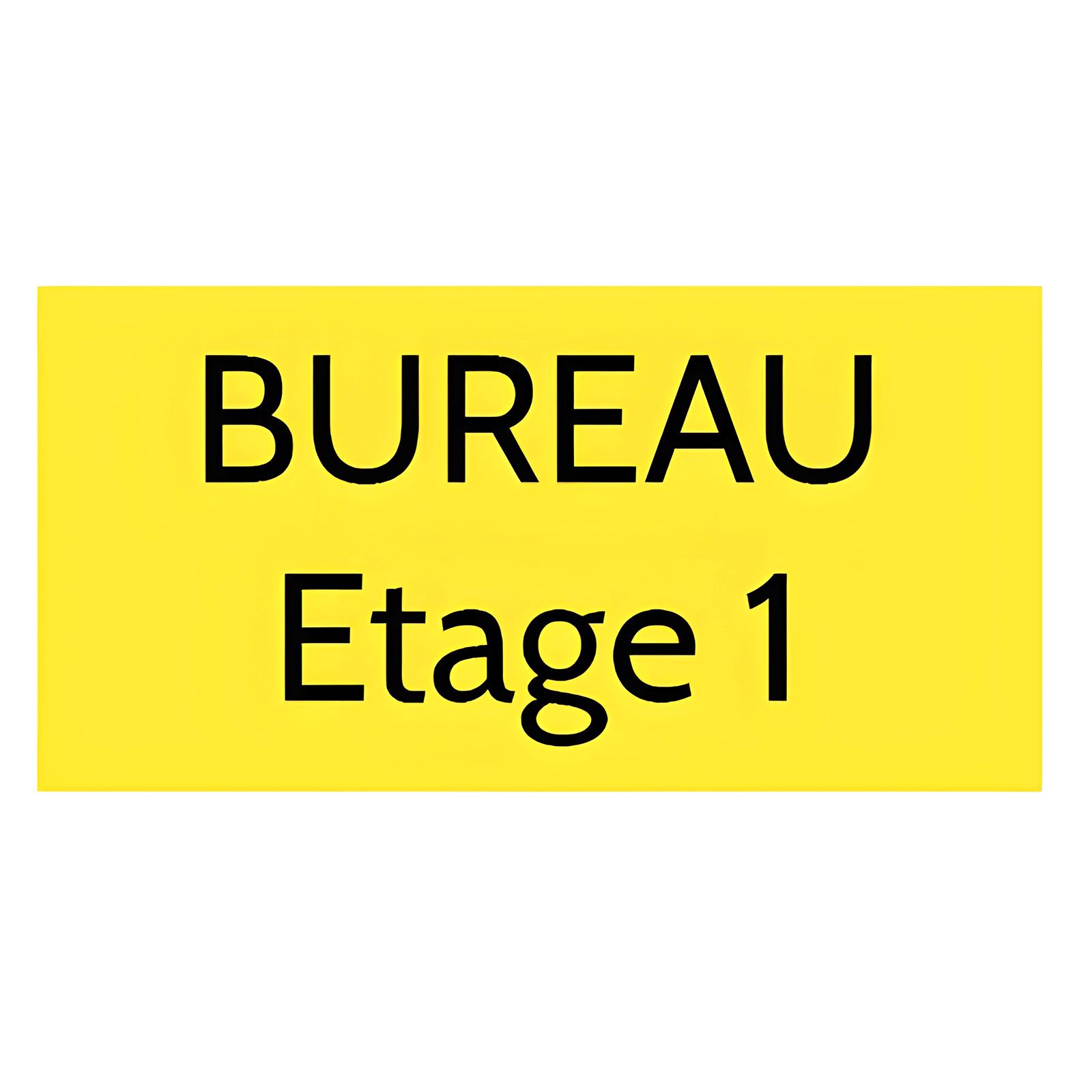 Plaque de porte personnalisée gravée - Plastique jaune- Lettres noires, adhésif 3M résistant - Rectangle 75x150 mm, 1,6 mm