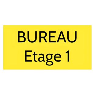 Plaque de porte personnalisée gravée - Plastique jaune- Lettres noires, adhésif 3M résistant - Rectangle 75x150 mm, 1,6 mm