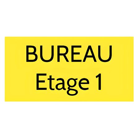 Plaque de porte personnalisée gravée - Plastique jaune- Lettres noires, adhésif 3M résistant - Rectangle 75x150 mm, 1,6 mm